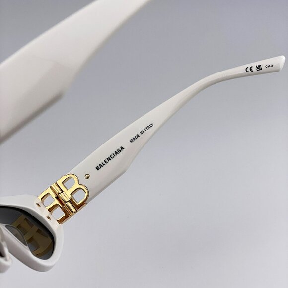 Balenciaga BB0095S 012 BRAND NEW Sunglasses White Gold Logo Grey Cat Eye Unisex main image 9